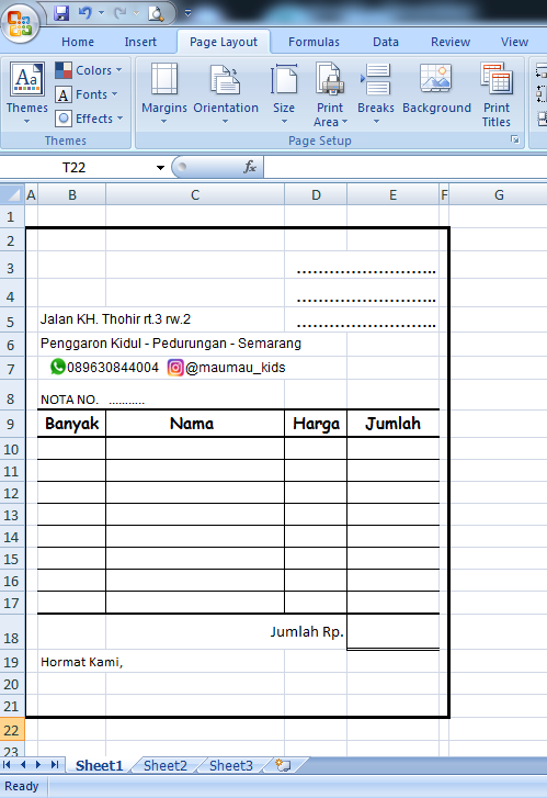 Cara Membuat Nota Menggunakan Microsoft Office Ms Excel
